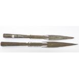 Two tribal spear heads,