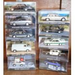 Ten James Bond 007 vehicles in plastic cases