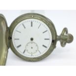 A full hunter top wind pocket watch, marked 'Argent',