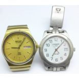 A gentleman's Tissot 1853 PR50 wristwatch and a gentleman's Seiko quartz day date 100 wristwatch