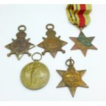 Five medals, WWI pair to 36403 Dvr. T. Trotman RFA, a 1914-15 Star to 240016 L.S. Latham L.S., R.N.