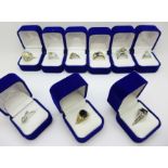 Nine dress rings,