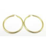 A pair of large 9ct gold hoop earrings, 2.