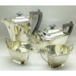 A four piece silver tea service, Sheffield 1943, 1744g,