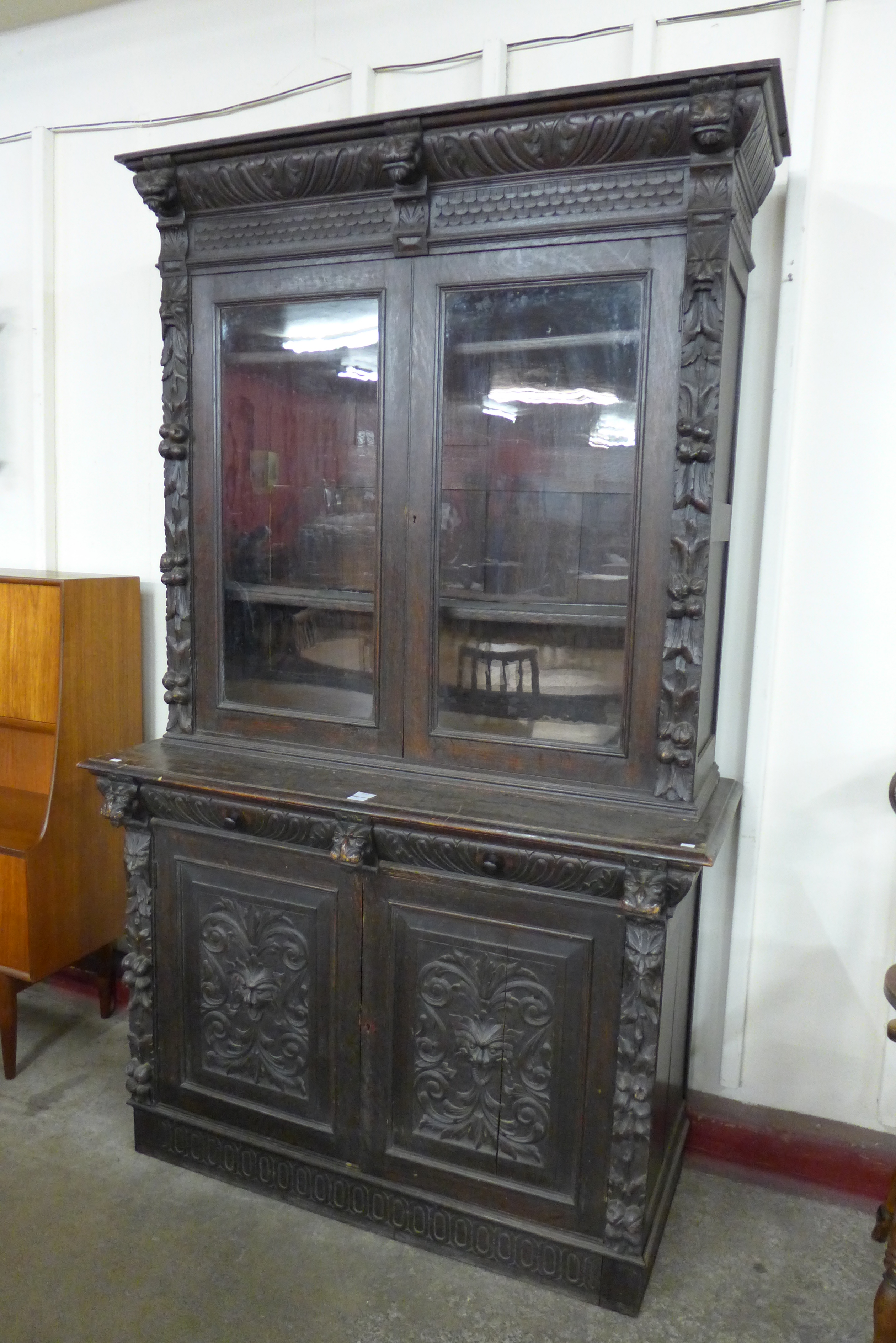 A 19th Century French carved oak bookcase