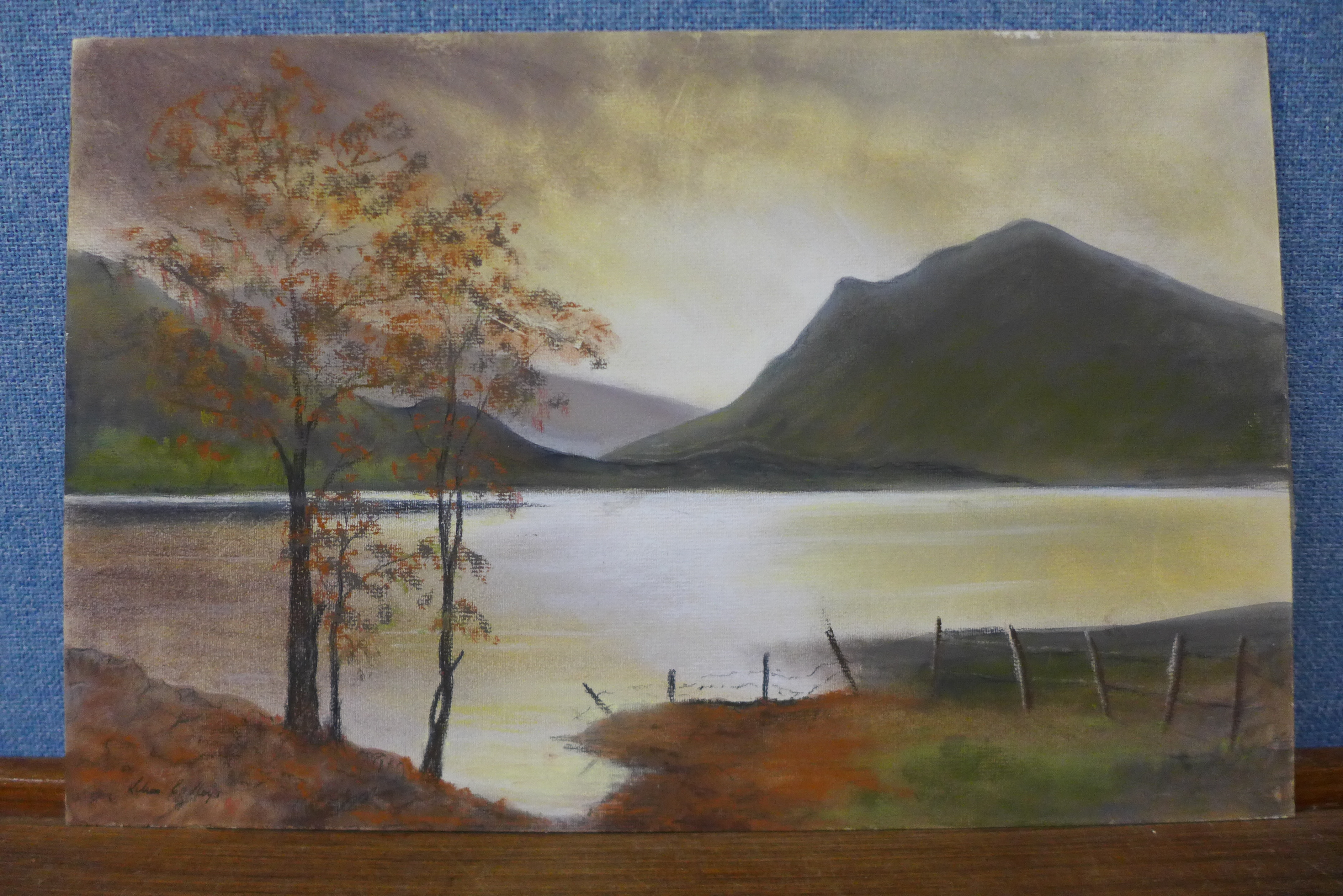 English School, Lake Buttermere, pastel,