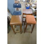 Four assorted stools