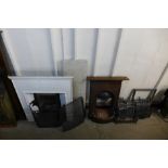 Two Victorian cast iron fire surrounds and grates, etc.