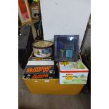 A box of sweet/biscuit tins