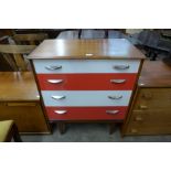 A painted teak chest of drawers