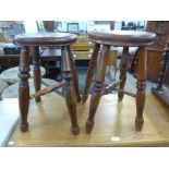 A pair of elm and beech stools
