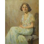 Elsie Murray, portrait of a lady, oil on panel, 67 x 51cms,
