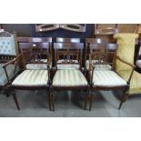 A set of six Regency style mahogany dining chairs