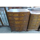 A mahogany bow front chest of drawers