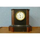 A French style faux marble mantel clock