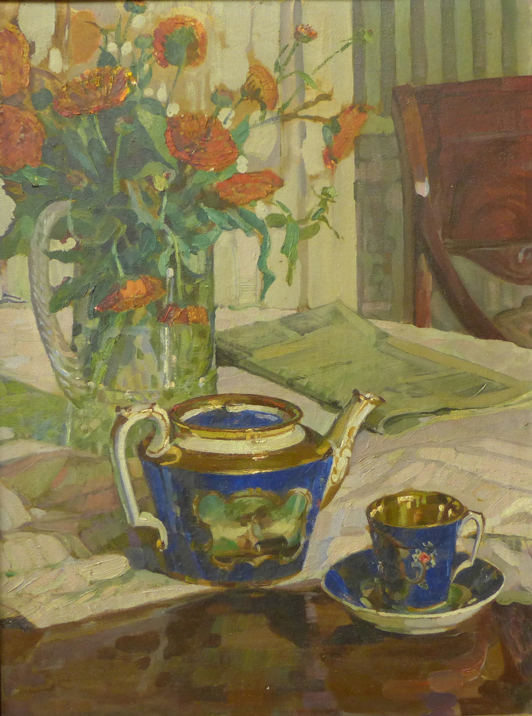 English School (early 20th Century), still life of flowers, oil on canvas, 60 x 44cms,