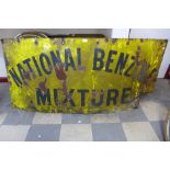 A large enamelled National Benzole Mixture advertising sign