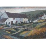 Maggie Taylor, Cottages Anglezarke, near Bolton, oil on board, 43 x 61cms,