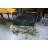 A pair of brass andirons,