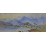 Continental School, Alpine landscape, watercolour, 18 x 44cms,