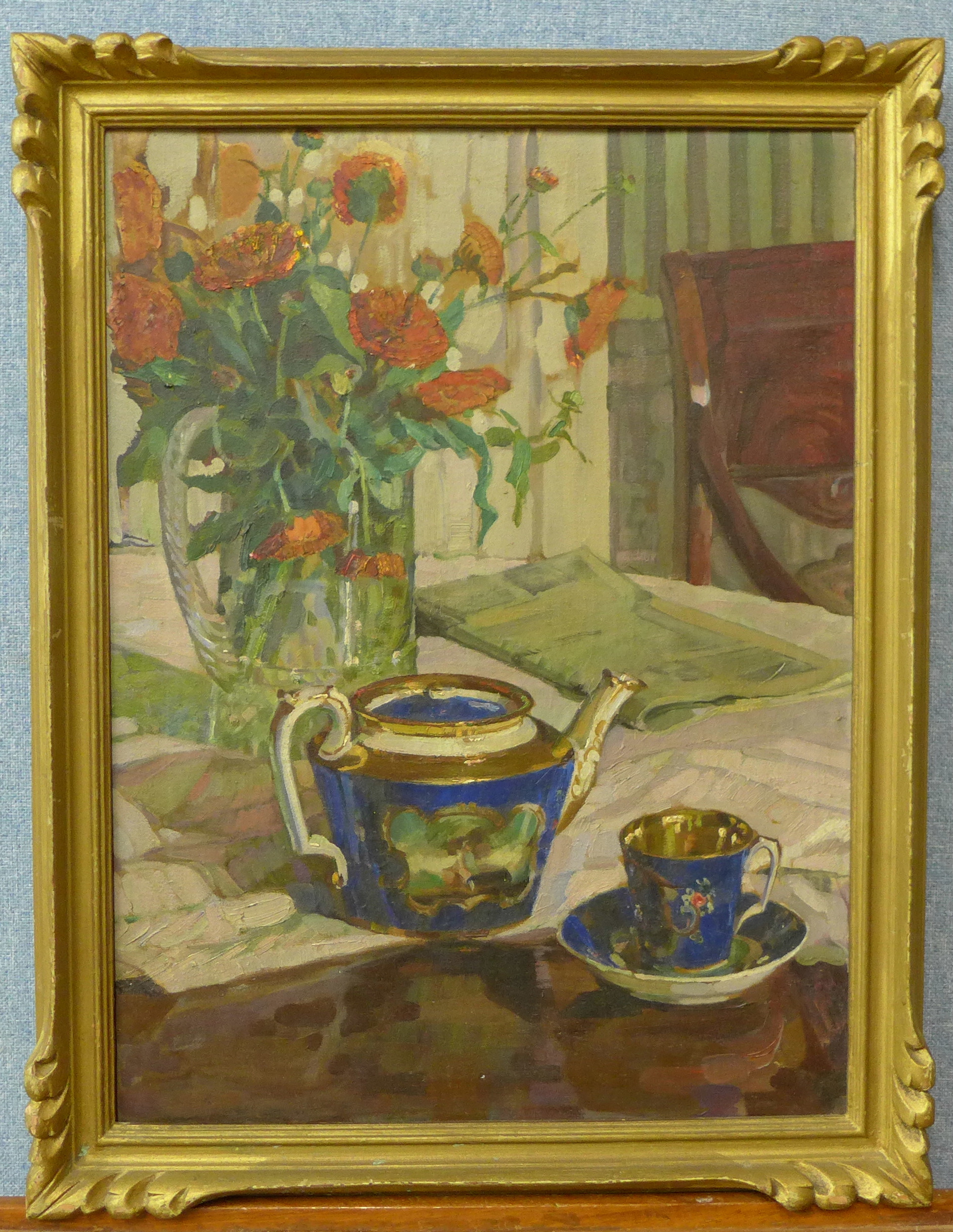 English School (early 20th Century), still life of flowers, oil on canvas, 60 x 44cms, - Image 2 of 2