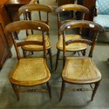 Two pairs of Victorian simulated rosewood bedroom chairs