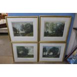 A set of four mezzotints, landscapes,