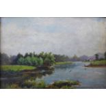 English School (19th Century), River Trent near Bleasby, Nottinghamshire, oil on board, 16 x 24cms,