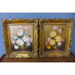 Two still lifes of flowers, oil on canvas,