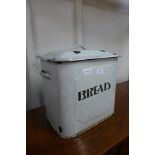 An enamel bread bin