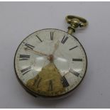 A silver verge pocket watch, Bown, Matlock maker, a/f,