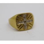 A 9ct gold and diamond Union Jack ring, 3.