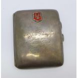 A silver cigarette case awarded, 'to Mr Jole Flouningh, Victoria Park Rugby F.C.