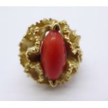 A 14ct gold and coral ring, 10.