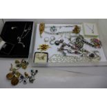 Diamante and other jewellery including silver