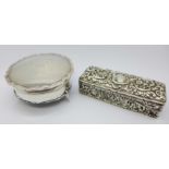 A Victorian silver box and a circular silver trinket box, some a/f,