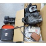 Two pairs of binoculars and two cameras,