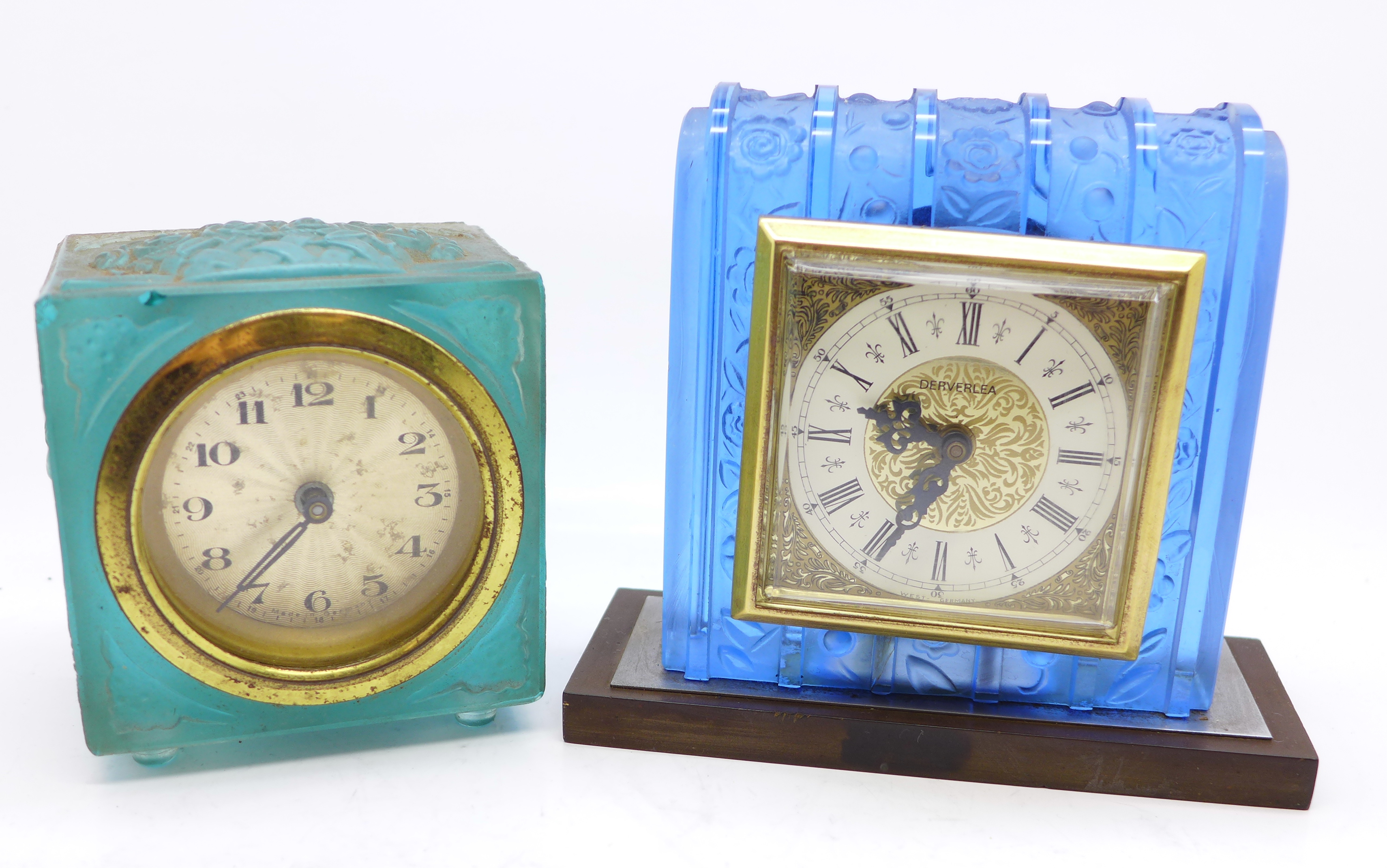 Two glass cased mantel timepieces