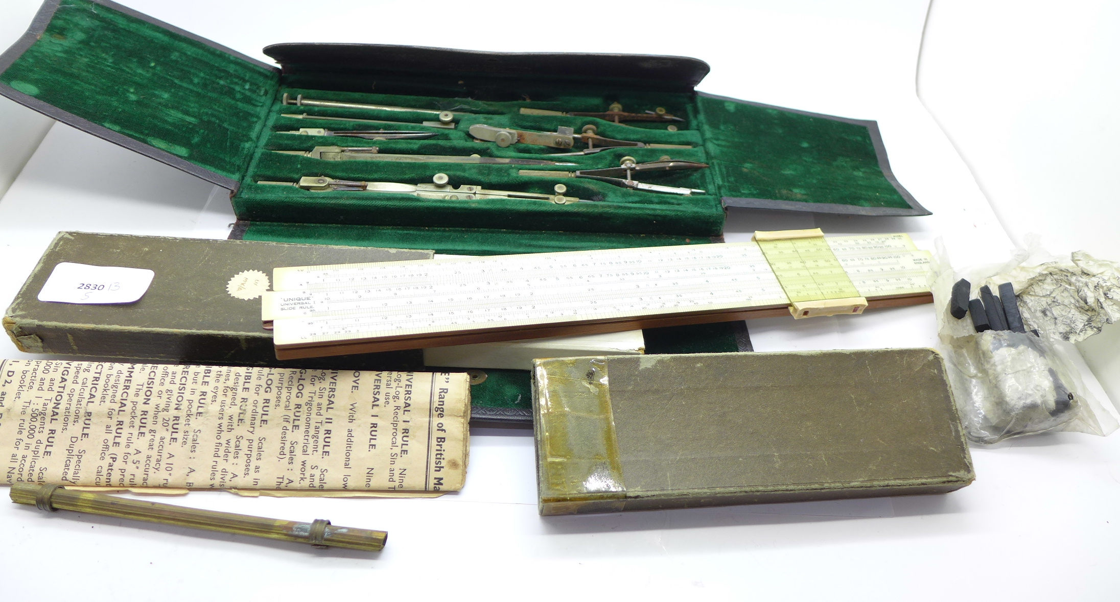 A cased drawing set,