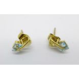 A pair of 9ct gold and blue stone earrings, 1.