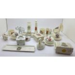 A collection of crested china