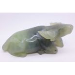 A jade/jadeite carving of a water buffalo,