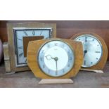 A Smiths eight day oak clock missing glass cover,