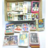 A box of collectors cards, tea cards, etc.