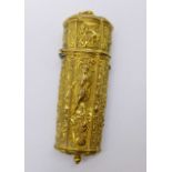 A Victorian gilt metal needlework case