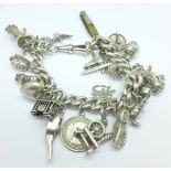 A silver charm bracelet,