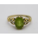 A 9ct gold and green stone ring, 2.