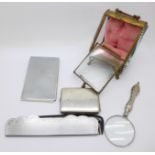 A pocket watch or jewellery casket, a/f, a matchbook case, notebook, etc.