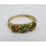 A 9ct gold, stone set ring, 2.