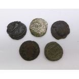 Five Roman coins